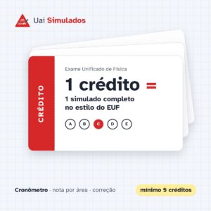 Ingresso vermelho do Uai Simulados: 1 crédito = 1 simulado completo no estilo do EUF